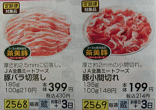 茶美豚の冷蔵肉の値段